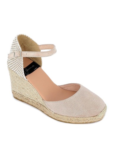 Cuña yute y ante para mujer Beige