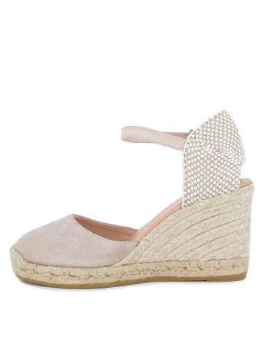 Cuña yute y ante para mujer Beige