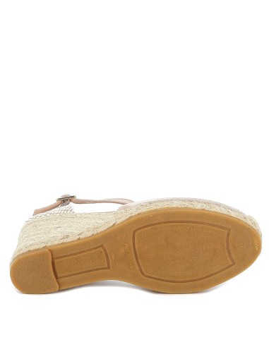 Cuña yute y ante para mujer Beige