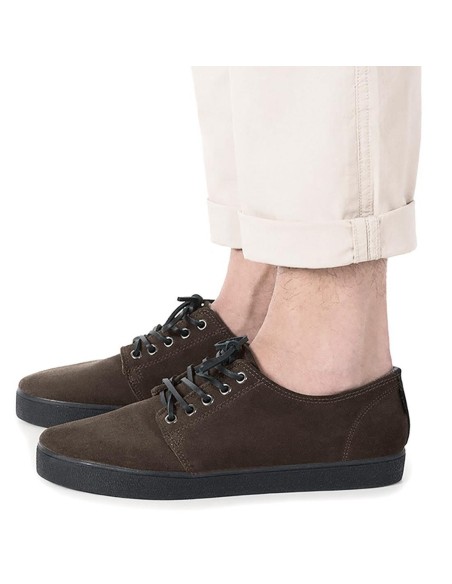 Zapatilla piel serraje cordones piel casual marrón