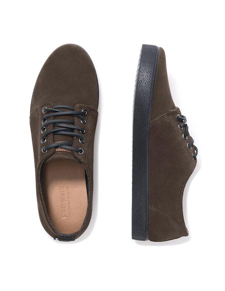 Zapatilla piel serraje cordones piel casual marrón