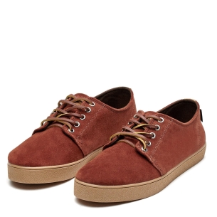 Zapatilla piel serraje cordones piel rojo Marrones 2