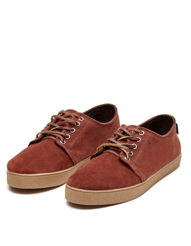 Zapatilla piel serraje cordones piel rojo Marrones