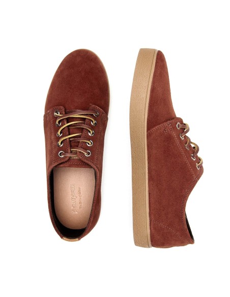 Zapatilla piel serraje cordones piel rojo Marrones