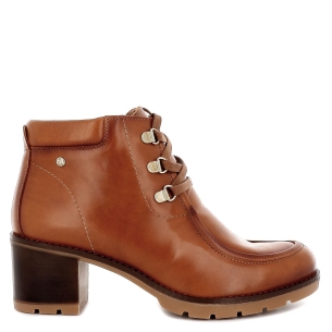 Botín de piel con tacón cuadrado para mujer