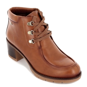 Botín de piel con tacón cuadrado para mujer 2