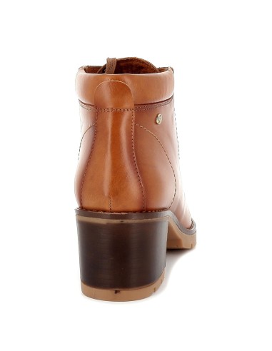 Botín de piel con tacón cuadrado para mujer