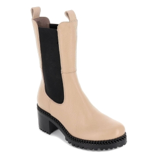 Bota caña media elásticos plataforma goma mujer beige. Beige 2