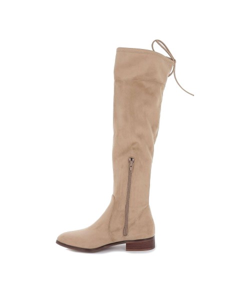 Bota alta de ante elástico para mujer Beige
