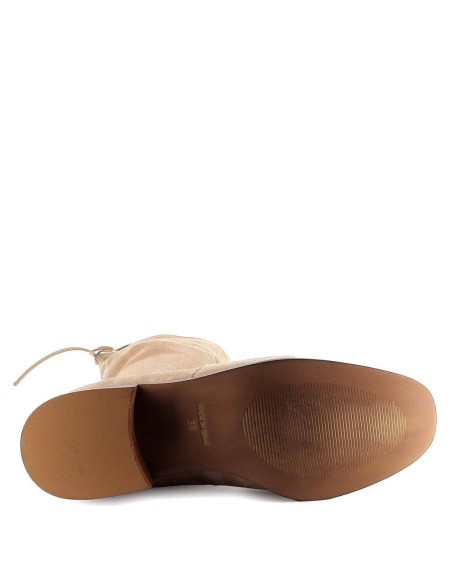 Bota alta de ante elástico para mujer Beige