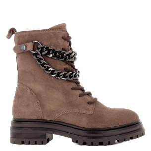 Botín tejano con tachas en serraje mujer Marrones