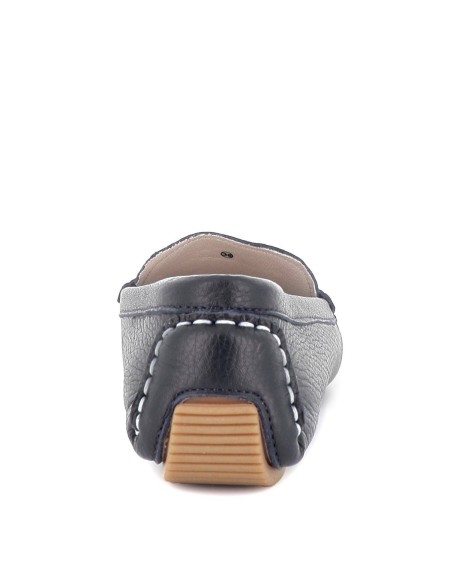 Mocasín conductor plano con suela de tacos de piel mujer azul Azul