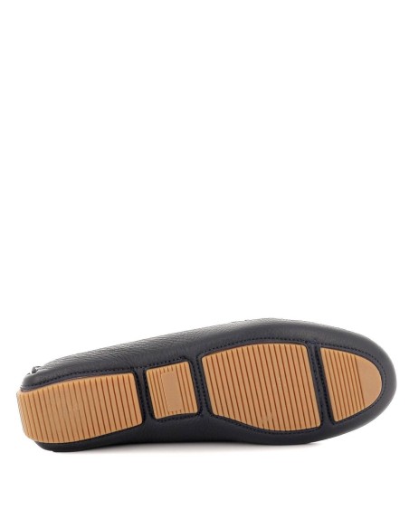 Mocasín conductor plano con suela de tacos de piel mujer azul Azul