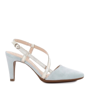 Sandalia tacón vestir tiras celeste Azul