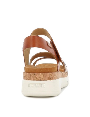 Sandalia de piel con cuña baja para mujer cuero