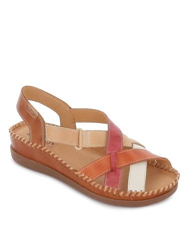 Sandalia anatómica de piel con cuña marrón