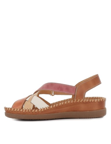 Sandalia anatómica de piel con cuña marrón