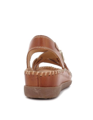 Sandalia anatómica de piel con cuña marrón