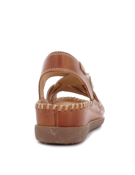 Sandalia anatómica de piel con cuña marrón