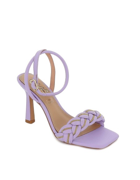 Sandalia de tacón con tira trenzada para mujer