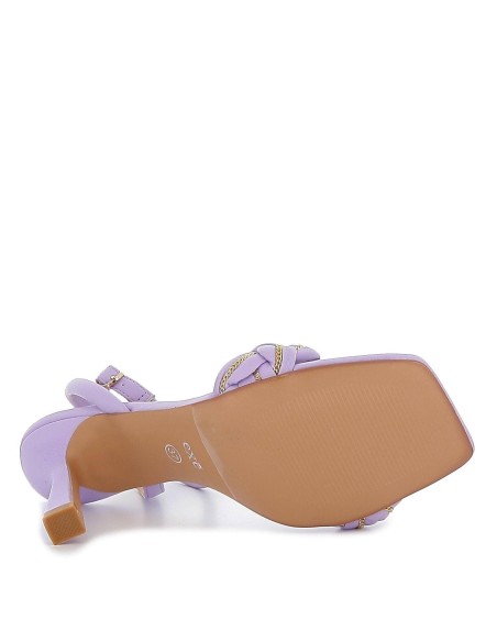 Sandalia de tacón con tira trenzada para mujer