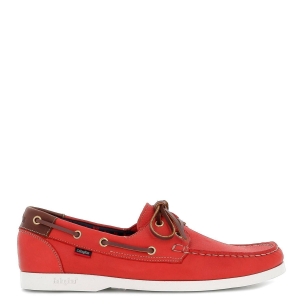 Zapato tipo nautico de piel para hombre rojo