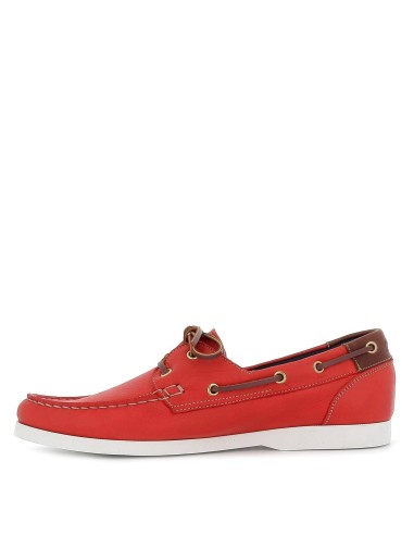 Zapato tipo nautico de piel para hombre rojo