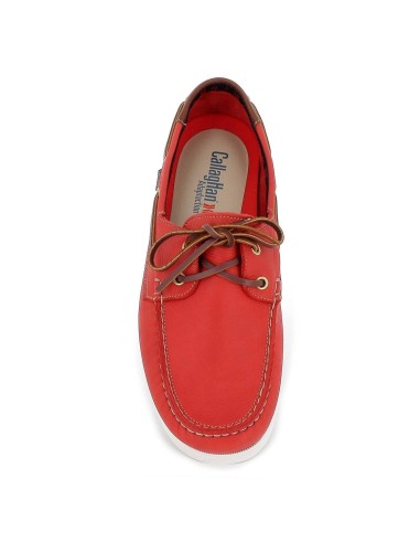 Zapato tipo nautico de piel para hombre rojo