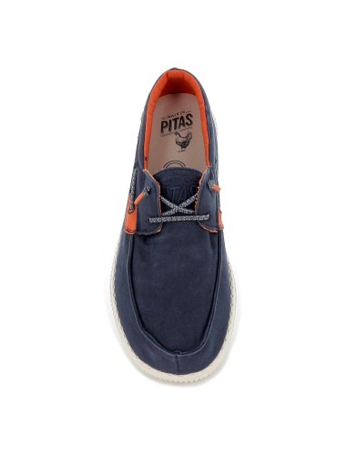 Zapatilla tipo mocasín hombre lona verano azul