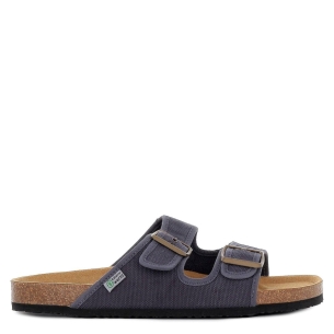 Sandalia bio vegana con doble tira y hebilla para hombre azul