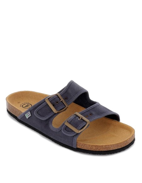 Sandalia bio vegana con doble tira y hebilla para hombre azul