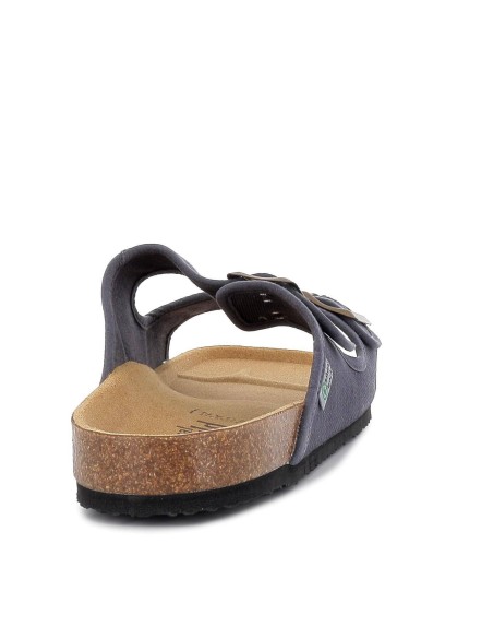 Sandalia bio vegana con doble tira y hebilla para hombre azul