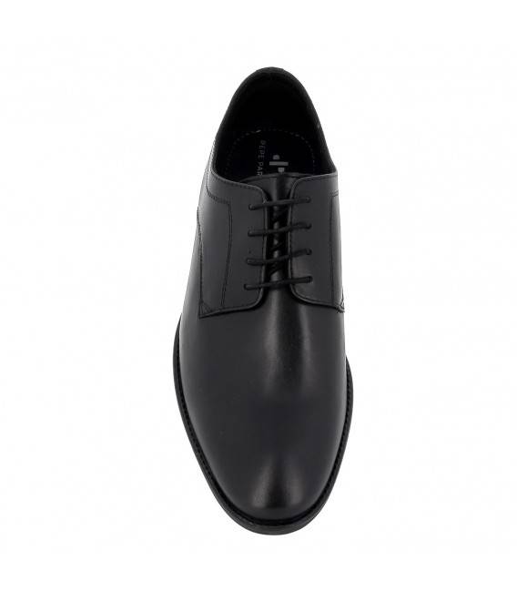 Zapato de cordones en piel suave de gran calidad en negro