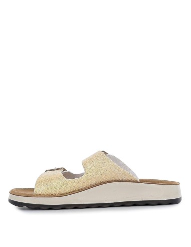 Zueco plano plantilla anatómica metalizado dorado