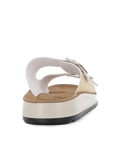 Zueco plano plantilla anatómica metalizado dorado