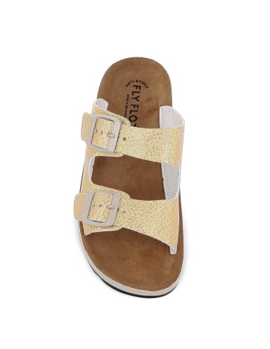 Zueco plano plantilla anatómica metalizado dorado