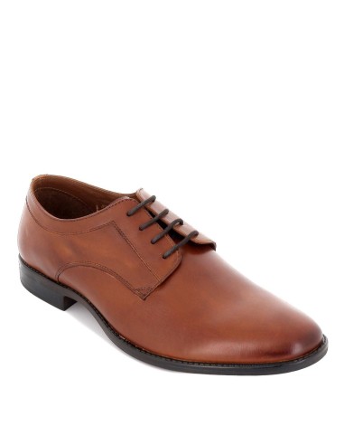 Zapato de cordones en piel suave de gran calidad en marrón Marrones