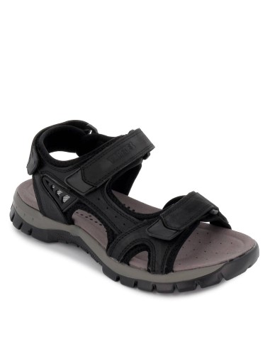 Sandalia piel velcro cómoda hombre negro
