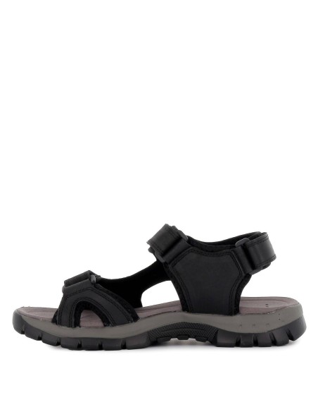 Sandalia piel velcro cómoda hombre negro