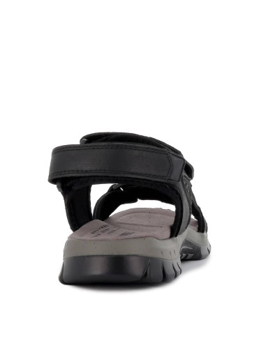 Sandalia piel velcro cómoda hombre negro