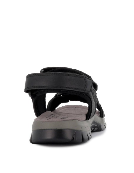 Sandalia piel velcro cómoda hombre negro