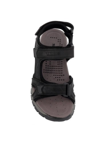 Sandalia piel velcro cómoda hombre negro