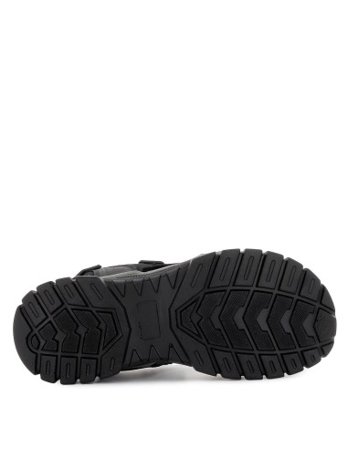 Sandalia piel velcro cómoda hombre negro