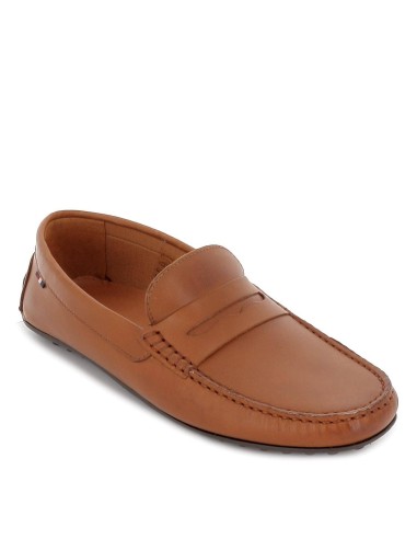 Mocasín antifaz de piel plano de hombre cuero