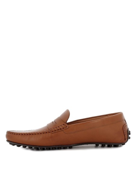 Mocasín antifaz de piel plano de hombre cuero