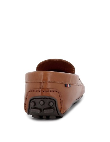 Mocasín antifaz de piel plano de hombre cuero