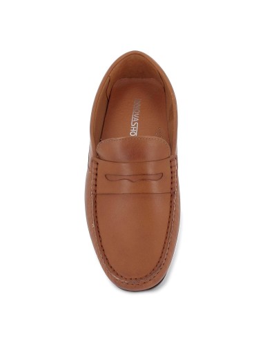Mocasín antifaz de piel plano de hombre cuero