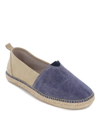 Alpargata de yute con elástico para hombre combinación azul marino y beige Azul