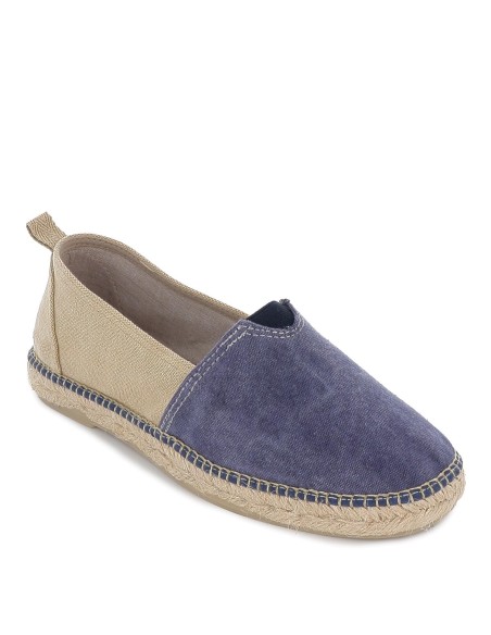 Alpargata de yute con elástico para hombre combinación azul marino y beige Azul