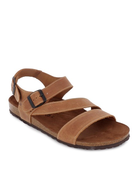 Sandalias hebilla y velcro con pala cuero